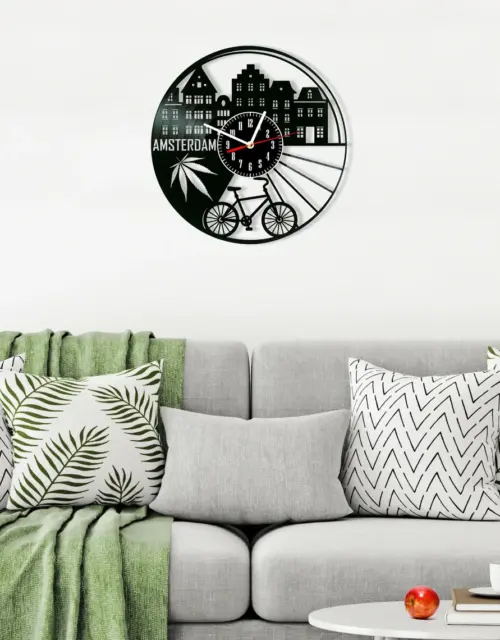 Amsterdam Wall Clock 12" made out of Vintage Vinyl Record, Amsterdam Wall Decor, Modern Wall Decor, Idea Home Decor, Awesome Gift