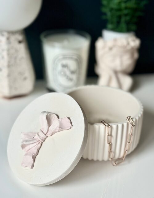 Bow Trinket Jar ~ Jewellery Jar, Photography Prop, Trinket Jar, Ring holder, Catchall Jar, Bow Decor, Gift for Her, Coquette