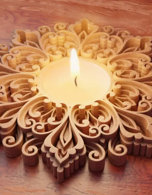 Laser cut mandala candle holder, Layered mandala decor, Candle holder template, Vector svg, ai, eps, pdf, dwg, dxf, cdr Cutting File